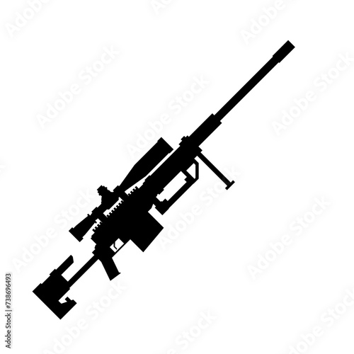 Sniper rifle silhouette icon vector. Sniper gun silhouette for icon, symbol or sign. Sniper icon vector for weapon, military, army, arsenal or war