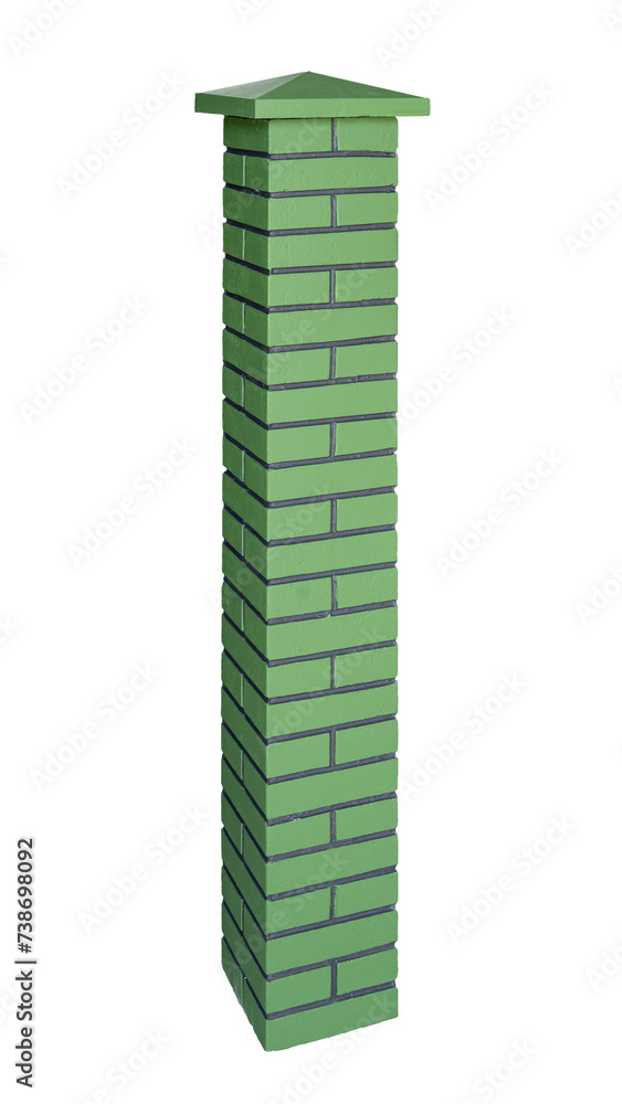 Brick fence pillar column isolated on white background Brick fence pillar column isolated on white background