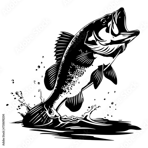 large bass fish in the mount jumping from the water