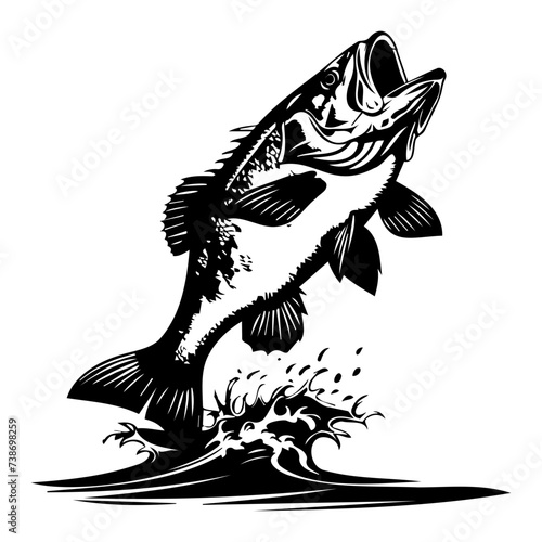 large bass fish in the mount jumping from the water