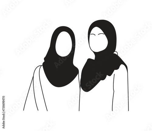 Muslim hijab girl silhouette vector illustration