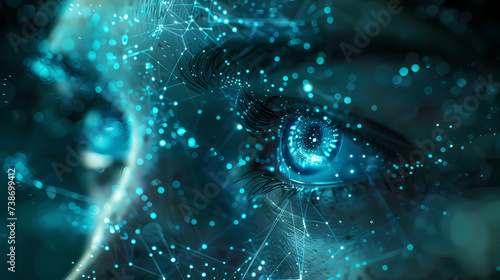 Futuristic Digital Eye Close-Up of a Person With Artificial Intelligence Concept photo