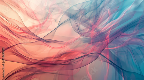 Abstract Swirling Smoke in Blue and Red Tones