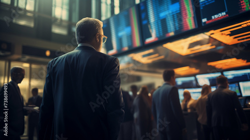 business activity in stock market, stock market crowded with business people