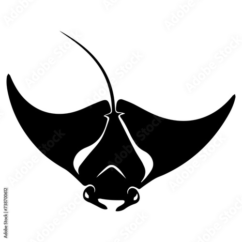 Manta ray or stingray fish, sea animal and ocean creature
