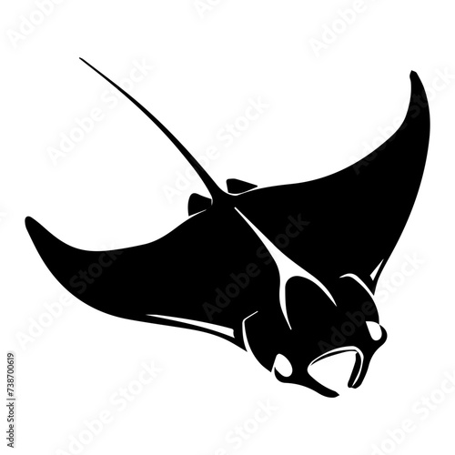 Manta ray or stingray fish, sea animal and ocean creature