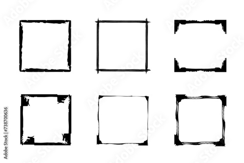 Grunge ink frames set.Abstract spot cadre with streaks,splashes,spots,dots,streaks.Splatters of paint, watercolor brushstroke stain.Use as design for photo, network profile,banner,poster. Isolated