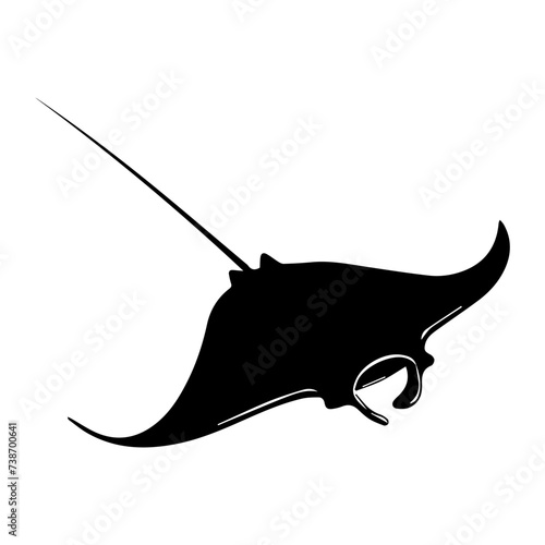 Manta ray or stingray fish, sea animal and ocean creature