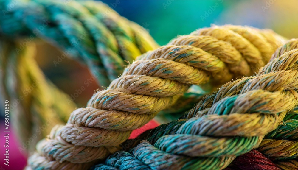 blue and yellow rope, close up of a blue and yellow rope, close up of rope Strong diverse network rope team concept integrate braid color background cooperation empower power wallpaper, rope on a wood
