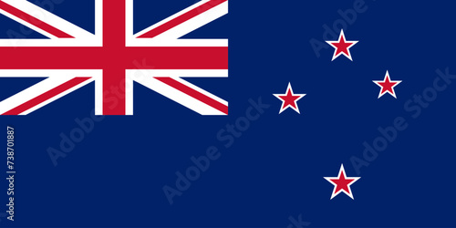 Close-up of red, white and blue national flag of Oceanian country of New Zealand. Illustration made February 17th, 2024, Zurich, Switzerland.