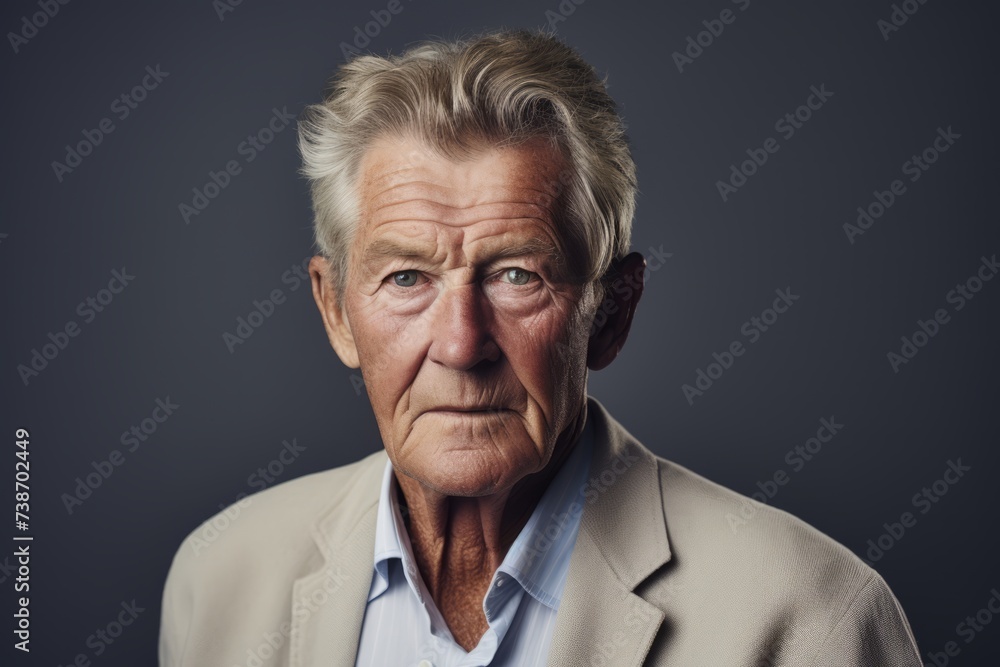 Portrait of a senior man looking at the camera against grey background Portrait of a senior man looking at the camera against grey background