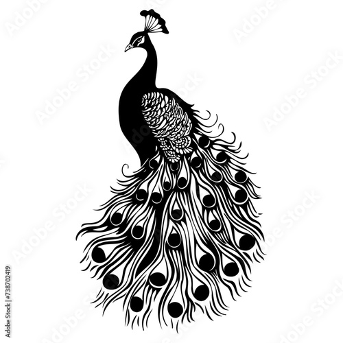 peacock bird vector silhouette  black color silhouette