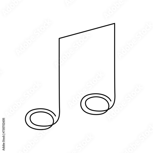 Musical notes one line art, hand drawn continuous contour. Artistic creative concept, minimalist template design. Editable stroke. Isolated. Vector illustration
