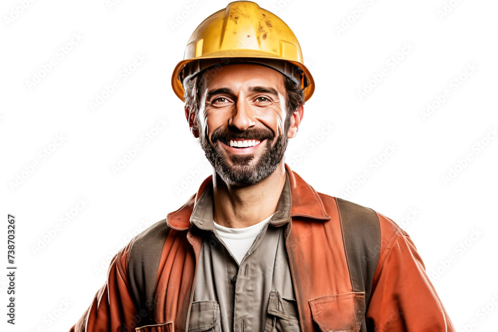 Close-up of successful smiling oil producer worker in uniform, isolate white background. Close-up of successful smiling oil producer worker in uniform, isolate white background.