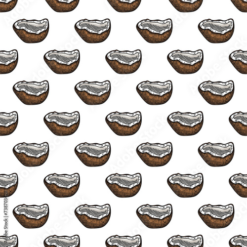 Seamless pattern with coconut doodle for decorative print, wrapping paper, greeting cards, wallpaper and fabric