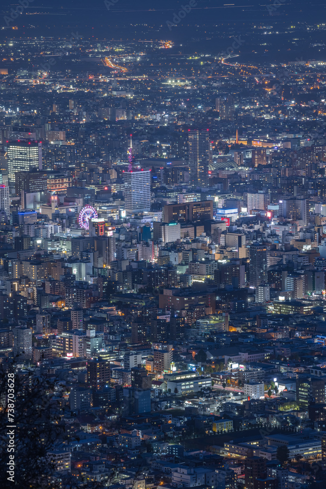 日本　北海道札幌市中央区にある藻岩山山頂展望台からの夜景