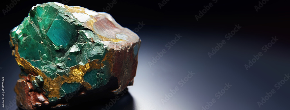 Xanthiosite is a rare precious natural stone on a black background. AI generated. Header banner mockup with space.