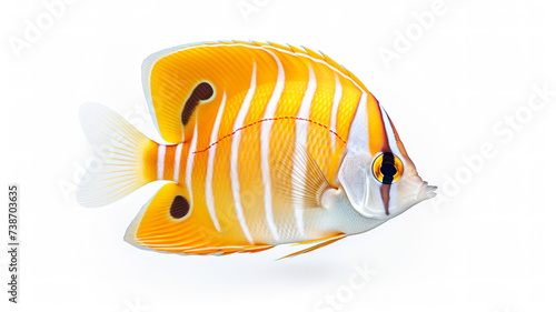 Fish with a copperband butterfly isolated against a stark white background photo