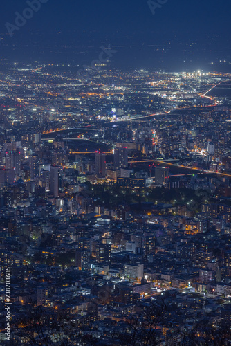 日本 北海道札幌市中央区にある藻岩山山頂展望台からの夜景