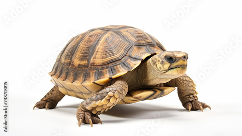 Isolated Cuora amboinensis turtle against a stark white backdrop