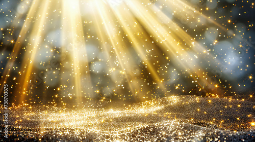 Magical Glowing Stars: Bright Abstract Background with Shiny Gold Light, Perfect for Celebrations and Festive Occasions
