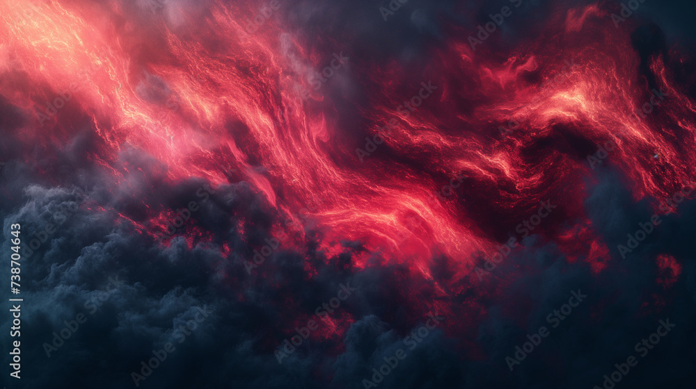 Abstract red and black background. Bold and dramatic. Fire and smoke. Flame shapes. 3d explosion. Design element. Danger and excitement.