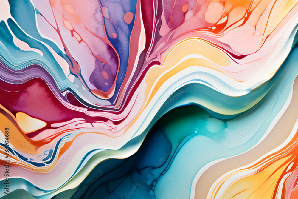 Closeup of abstract watercolor paint background texture with liquid fluid marbled paper texture banner texture. Generative AI (생성형 AI) Closeup of abstract watercolor paint background texture with liquid fluid marbled paper texture banner texture. Generative AI (생성형 AI)