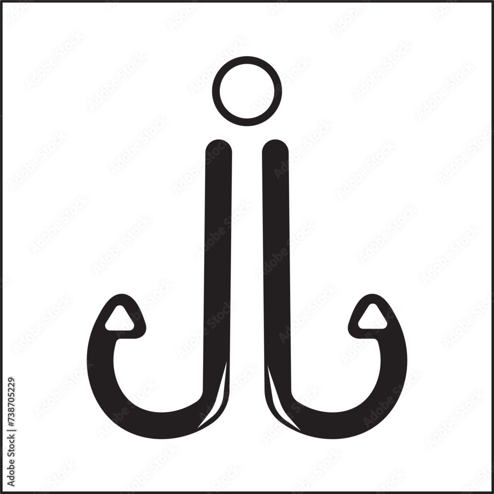 vector design illustration of the silhouette of two fishing hooks in black and white. suitable for logos, icons, posters, advertisements, banners, companies, t-shirt designs, stickers, websites. vector design illustration of the silhouette of two fishing hooks in black and white. suitable for logos, icons, posters, advertisements, banners, companies, t-shirt designs, stickers, websites.