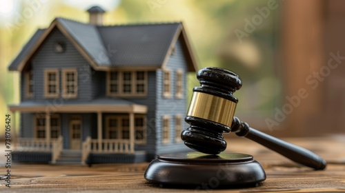 House and Gavel on Table