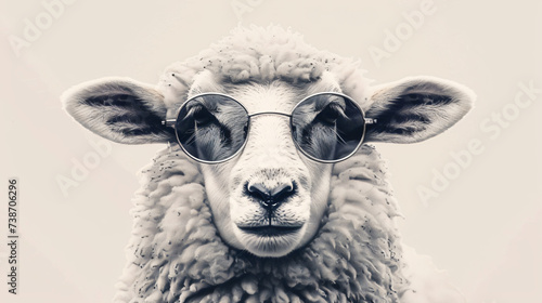 Stylish sheep posing in sunglasses.