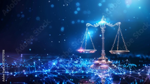 Scales of Justice on Blue Background
