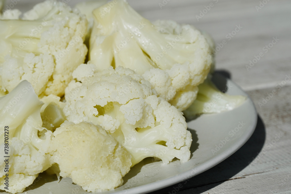 Cauliflower close up on plate. Cauliflower close up on plate.