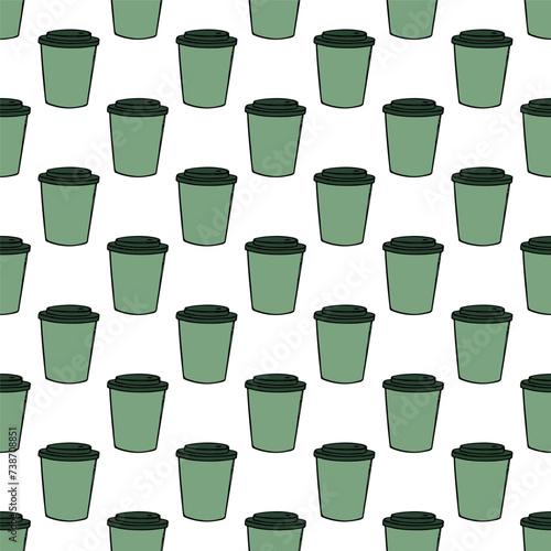 Seamless pattern with cute cup of tea or coffee doodle for decorative print, wrapping paper, greeting cards, wallpaper and fabric