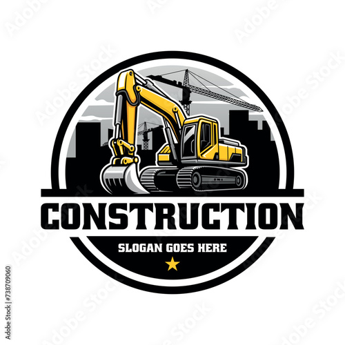 excavator illustration logo vector