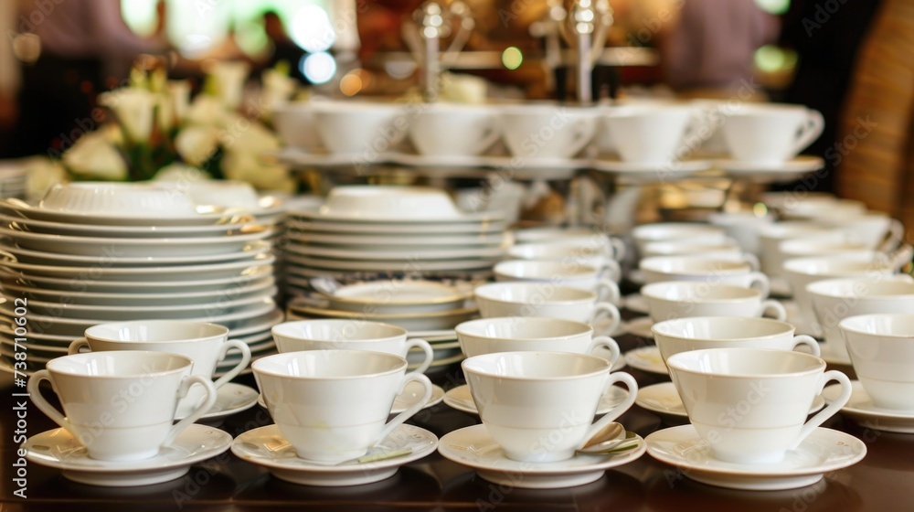 Pristine White Porcelain Tea Cups and Saucers Set Pristine White Porcelain Tea Cups and Saucers Set