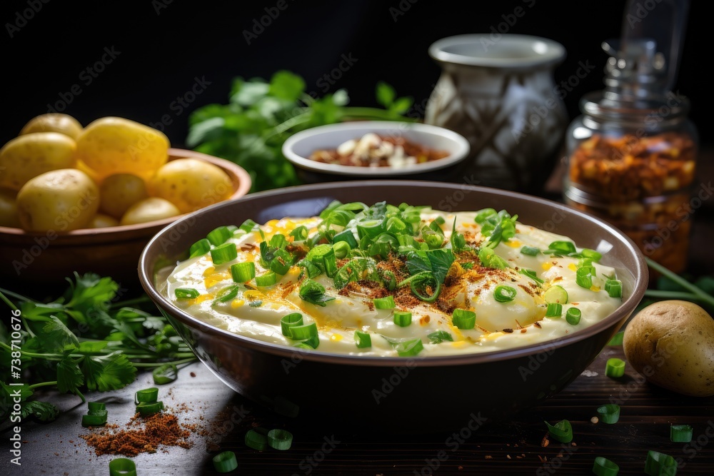 a bowl potato chowder soup professional advertising food photography