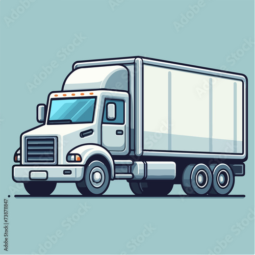 cute box truck, container truck, peterblit truck cartoon icon illustration 