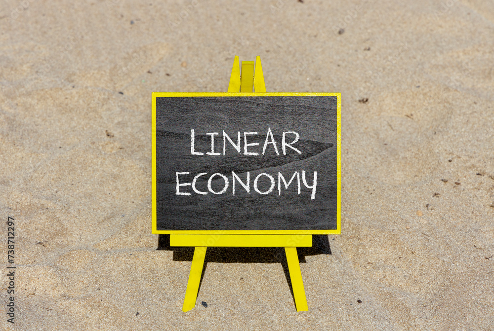Linear economy symbol. Concept words Linear economy on beautiful black ...