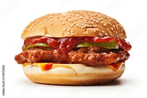 Speedster Sausage McMuffin , white background, fast food. photo