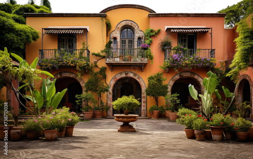 Aesthetic Pleasures in the Heart of Mexican Hacienda Architecture Isolated on Transparent Background PNG. photo