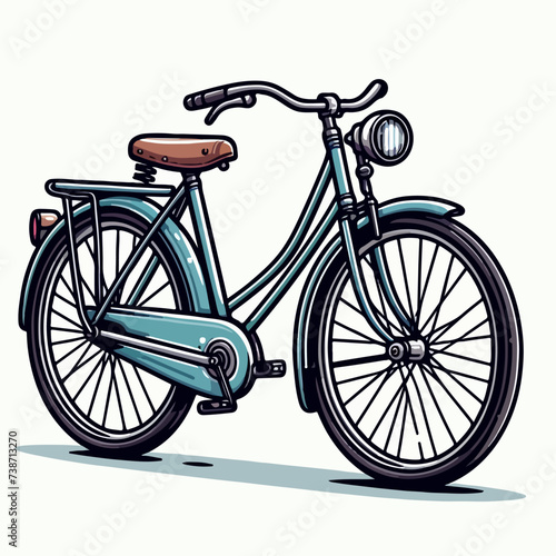 unique classic bicycle cartoon icon illustration