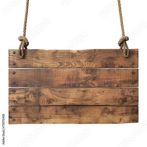 wooden sign hanging on transparent background Remove png photo