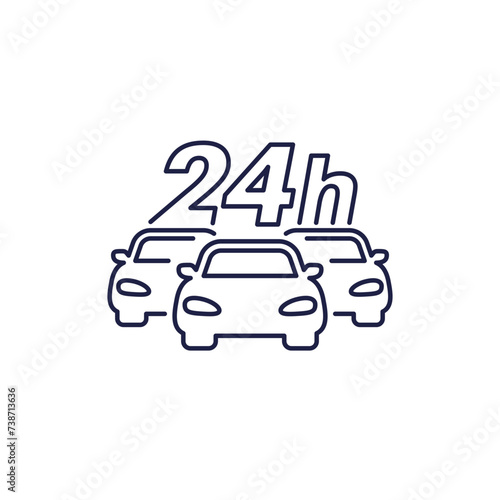 car fleet 24 hours line icon