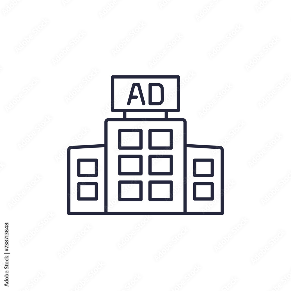 Rooftop advertising line icon on white Rooftop advertising line icon on white