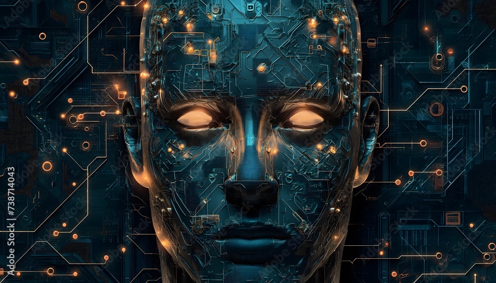 persons face circuit board glowing ai crypto technology 
