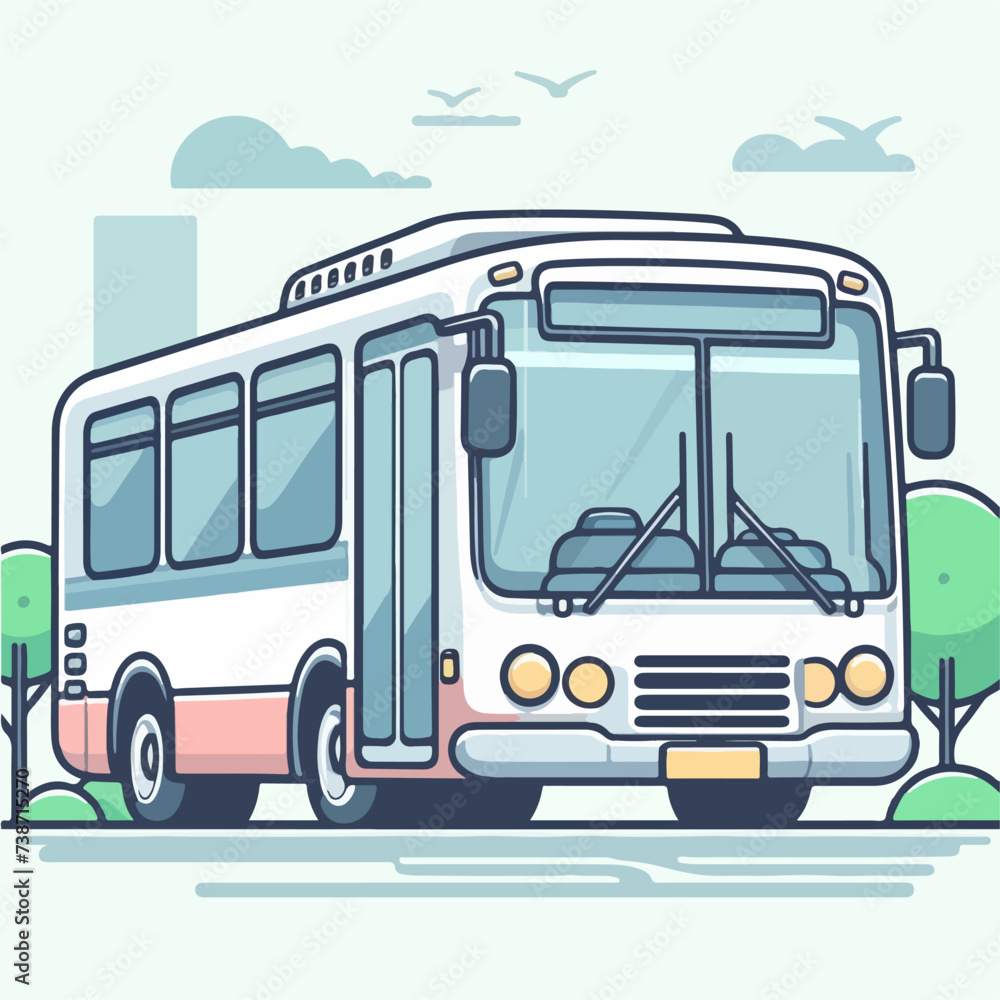 public transportation bus cartoon icon illustration