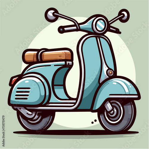 old classic motor scooter cartoon icon illustration