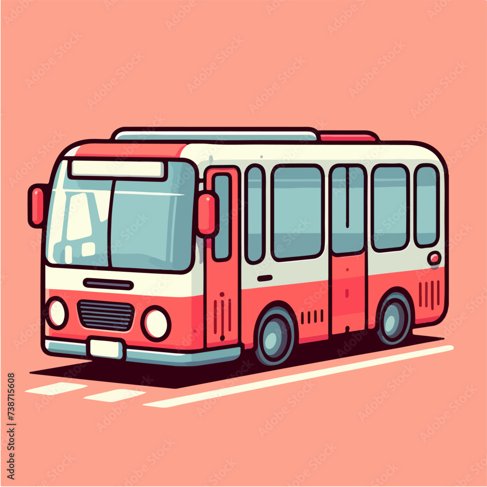 passenger bus cartoon icon illustration