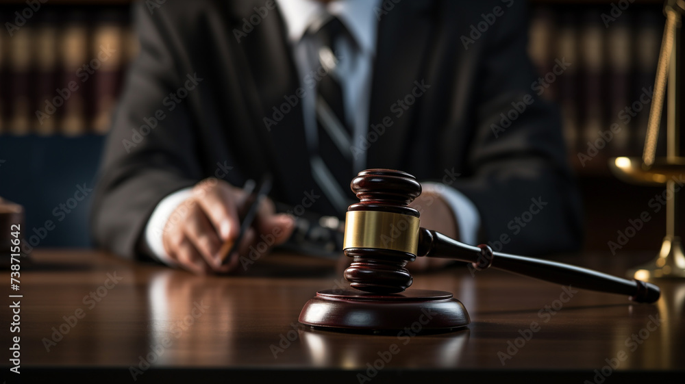 judge's gavel on the work table judge's gavel on the work table