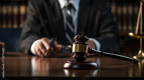 judge's gavel on the work table